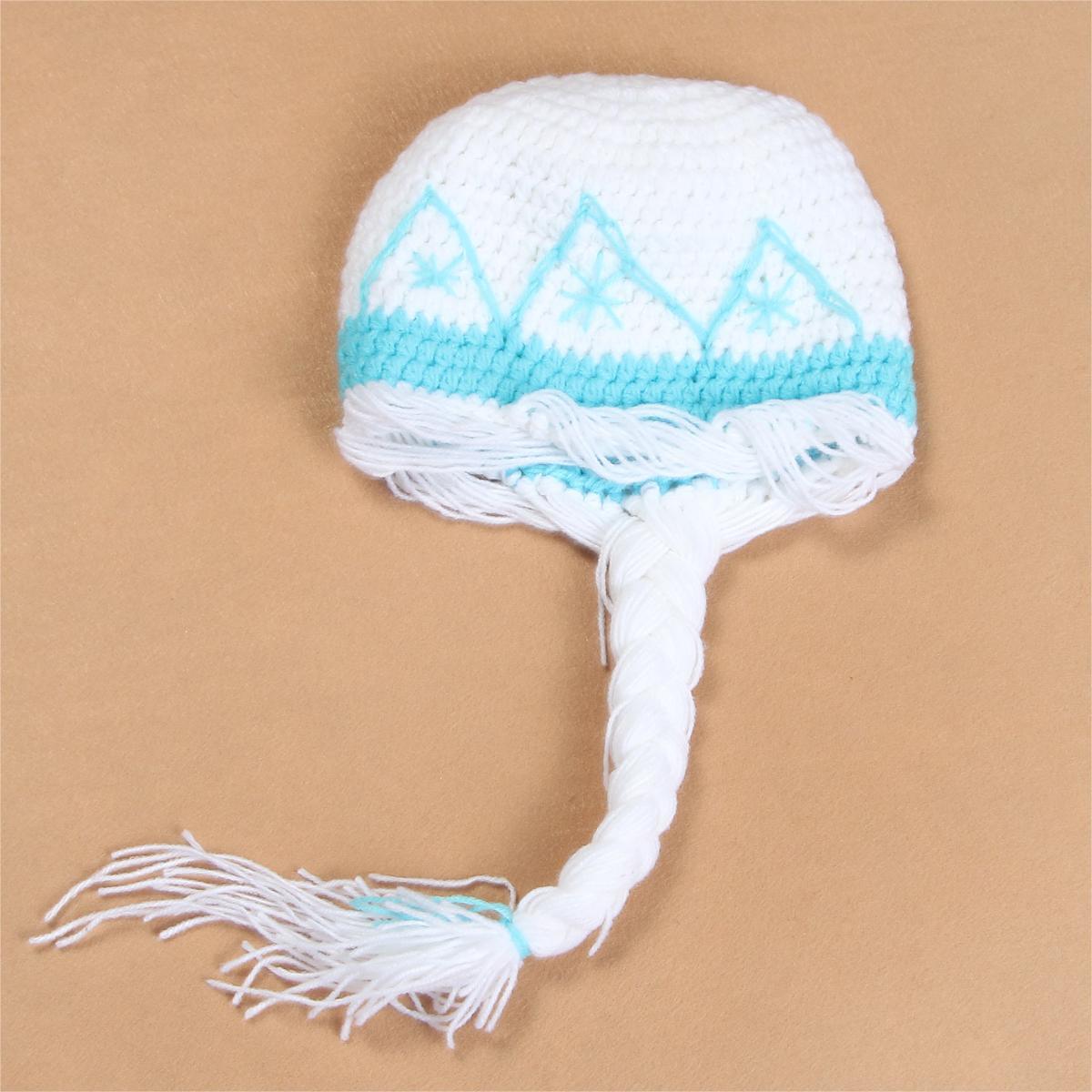 Baby Girl Elsa Handmade Knitted Hats Frozen Snowflake Cosplay Cap